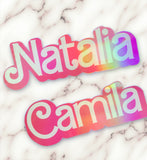 Pink Doll Style Name Holographic Vinyl Waterproof Sticker