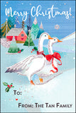 Silvery Geese Santa Christmas Gift Tag