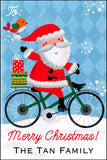 Santa on a Bike Christmas Gift Tag