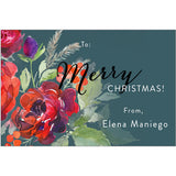 Green Velvet Roses Christmas Holiday Gift Tag