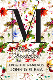 Vibrant Flowery Monogram Christmas Holiday Gift Tag