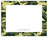 Green Camouflage Border Personalized Note Cards